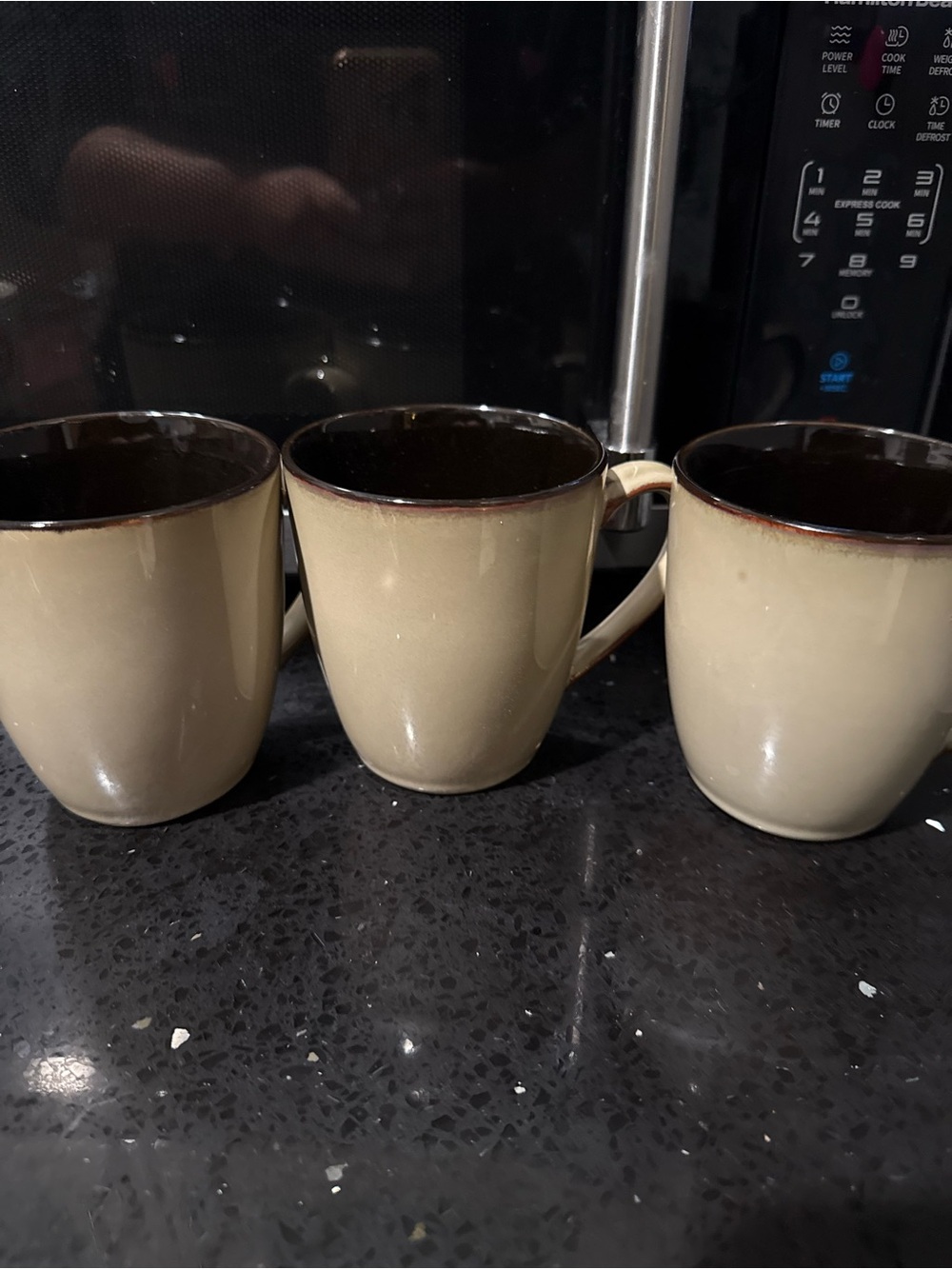 MikasaCeramic Beige and Brown Glazed Coffee Mug - Set of 3
